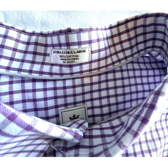 Peter Millar Button Up Shirt Nanoluxe Easycare Purple Windowpane Plaid Mens XXL - Picture 4 of 11